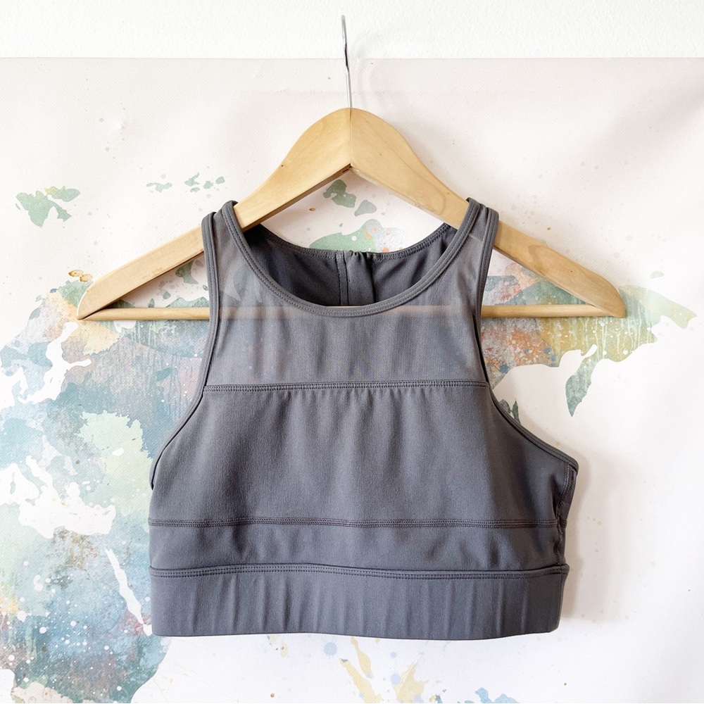 Zyia Active Size Small Sports Bra All Star Zip Back One‎ More Rep Gray Mesh
